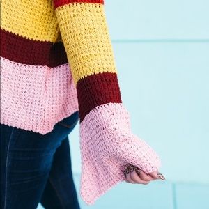 Sweaters - Color Block Bell Sleeve Sweater Sweaters - Color Block Bell Sleeve Sweater
